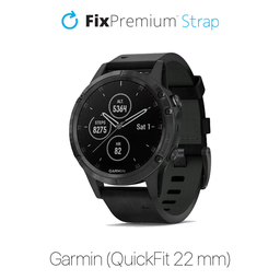 FixPremium - Leather Strap for Garmin (QuickFit 22mm), black