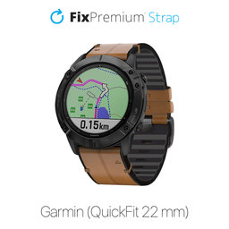 FixPremium - Leather Strap for Garmin (QuickFit 22mm), light brown