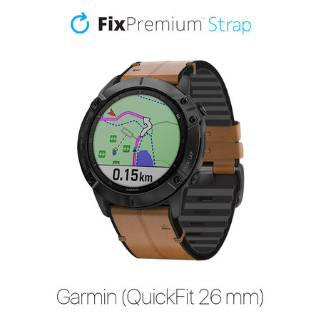 FixPremium - Leather Strap for Garmin (QuickFit 26mm), light brown