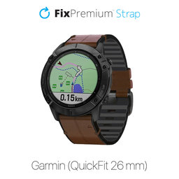 FixPremium - Leather Strap for Garmin (QuickFit 26mm), brown