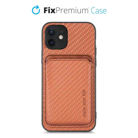 FixPremium - Case Carbon s MagSafe Wallet for iPhone 12, brown