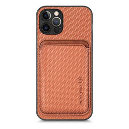 FixPremium - Case Carbon s MagSafe Wallet for iPhone 12 Pro Max, brown