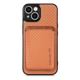 FixPremium - Case Carbon s MagSafe Wallet for iPhone 14 Plus, brown