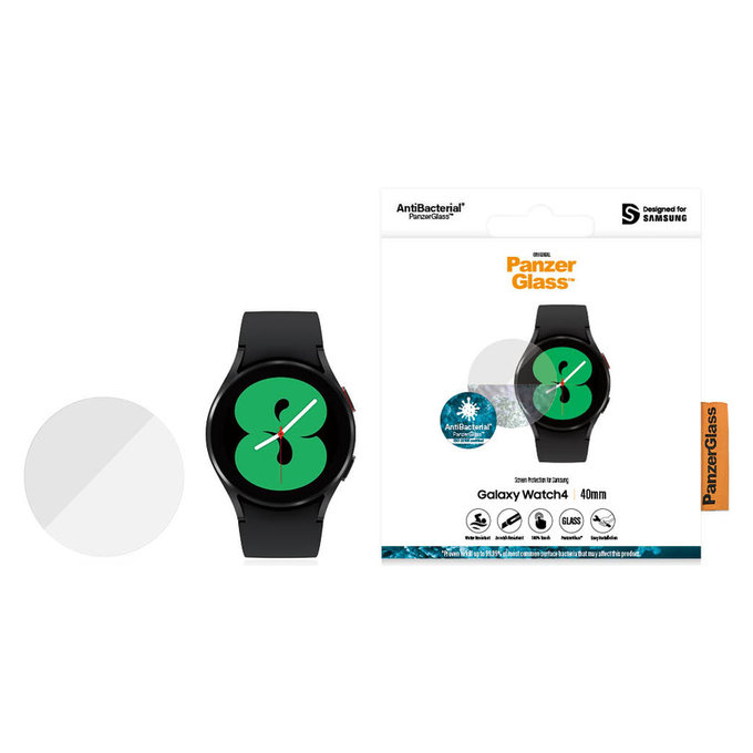 Tempered Glass Flat Glass AB for Samsung Galaxy Watch 4 40 mm, Clear, PanzerGlass