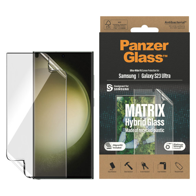 Hybrid Glass Matrix UWF AB FP wA for Samsung Galaxy S23 Ultra, Clear, PanzerGlass
