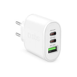 SBS - 65W Charging Adapter USB (36W), 2x USB-C (65W, 45W), PowerDelivery, white