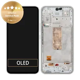 Samsung Galaxy A54 5G A546B - LCD Display + Touch Screen + Frame (White) - GH82-31231B, GH82-31232B Genuine Service Pack
