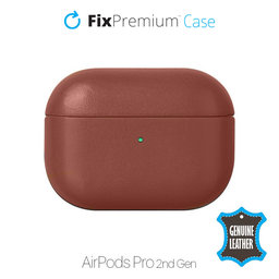 FixPremium - Leather Case for AirPods Pro 2, brown