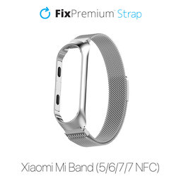 FixPremium - Strap Milanese Loop for Xiaomi Mi Band (5/6/7/7 NFC), silver