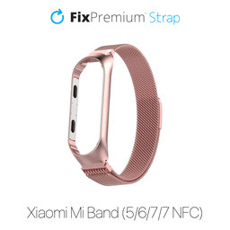 FixPremium - Strap Milanese Loop for Xiaomi Mi Band (5/6/7/7 NFC), rose gold
