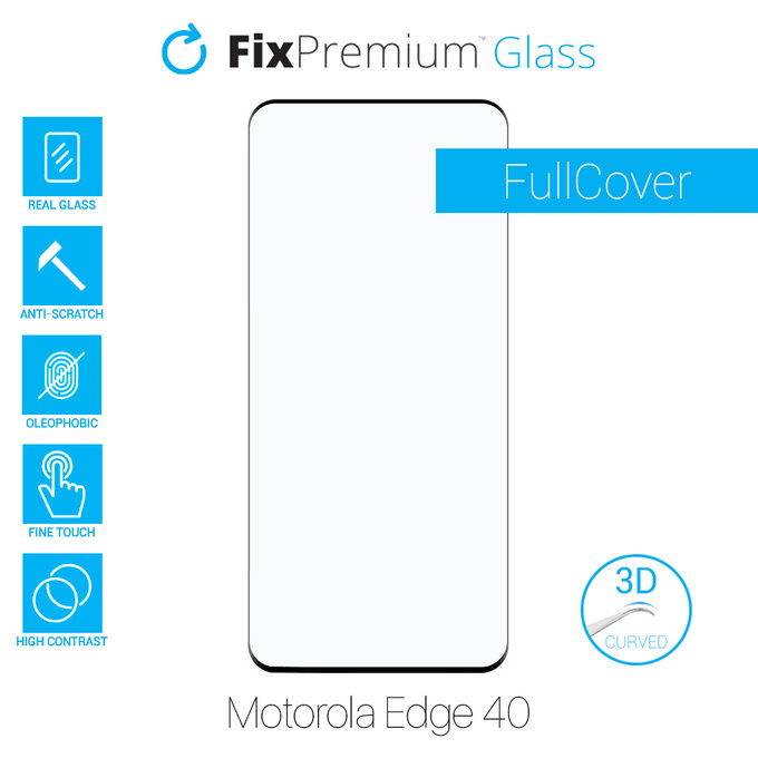 FixPremium FullCover Glass - 3D Tempered Glass for Motorola Edge 40