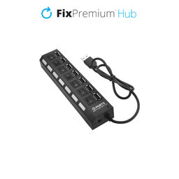 FixPremium - USB Hub with Power Switch for 7 USB, black