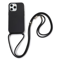 FixPremium - Silicon Case with String for iPhone 11 Pro Max, black