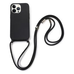 FixPremium - Silicon Case with String for iPhone 12 Pro Max, black