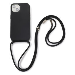 FixPremium - Silicon Case with String for iPhone 13 & 14, black