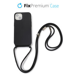 FixPremium - Silicon Case with String for iPhone 13 & 14, black