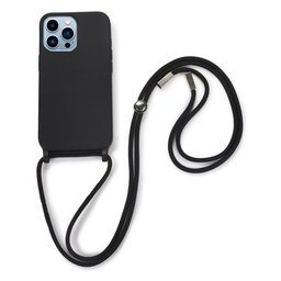 FixPremium - Silicon Case with String for iPhone 13 Pro, black