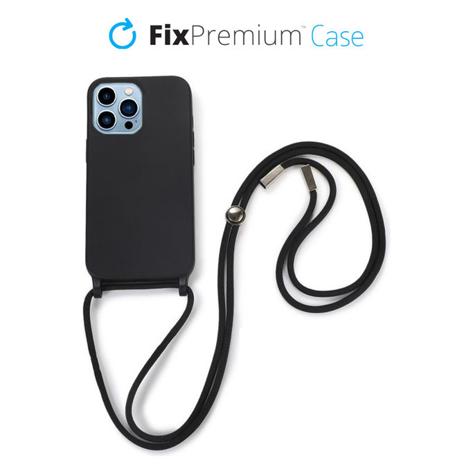 FixPremium - Silicon Case with String for iPhone 13 Pro, black