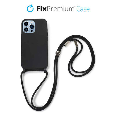 FixPremium - Silicon Case with String for iPhone 14 Pro, black