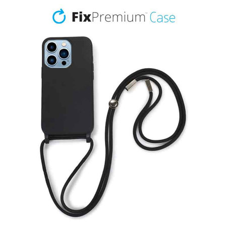 FixPremium - Silicon Case with String for iPhone 14 Pro Max, black