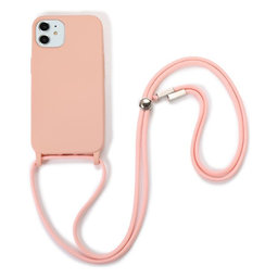 FixPremium - Silicon Case with String for iPhone 11, pink