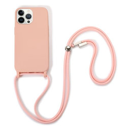 FixPremium - Silicon Case with String for iPhone 12 Pro Max, pink