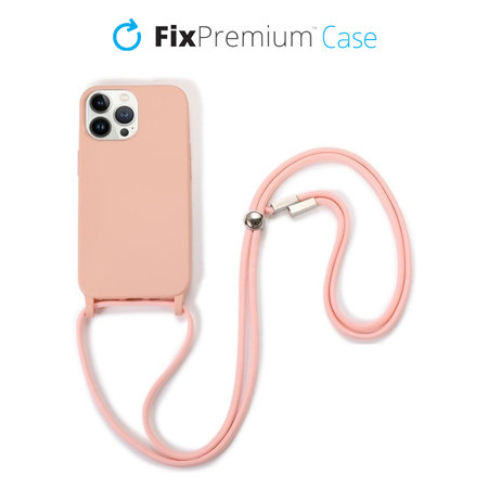 FixPremium - Silicon Case with String for iPhone 12 Pro Max, pink