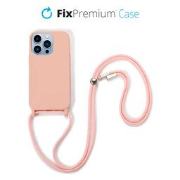 FixPremium - Silicon Case with String for iPhone 13 Pro Max, pink