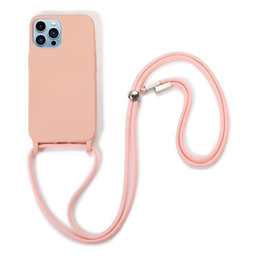 FixPremium - Silicon Case with String for iPhone 14 Pro, pink