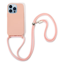 FixPremium - Silicon Case with String for iPhone 14 Pro Max, pink