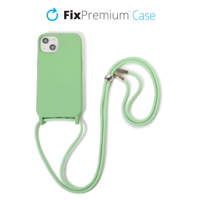 FixPremium - Silicon Case with String for iPhone 13 & 14, green