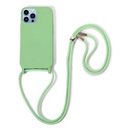 FixPremium - Silicon Case with String for iPhone 13 Pro, green