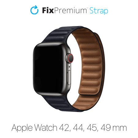FixPremium - Strap Leather Loop TPU for Apple Watch (42, 44, 45 & 49mm), black