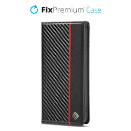 FixPremium - Case Carbon Wallet for iPhone 14 Pro Max, black