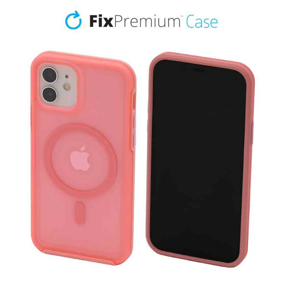 FixPremium - Case Clear with MagSafe for iPhone 12 a 12 Pro, peach pink