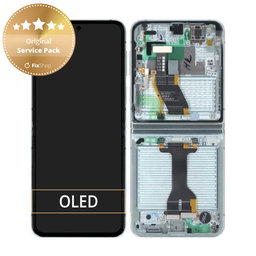 Samsung Galaxy Z Flip 5 F731B - LCD Display + Touch Screen + Frame (Mint) - GH82-31828D, GH82-31827D Genuine Service Pack