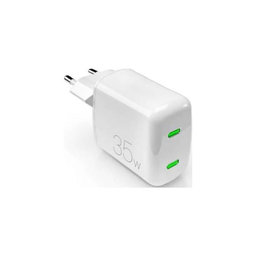PURO - Charging Adapter MiniPro 2x USB-C, GaN, 35W, white