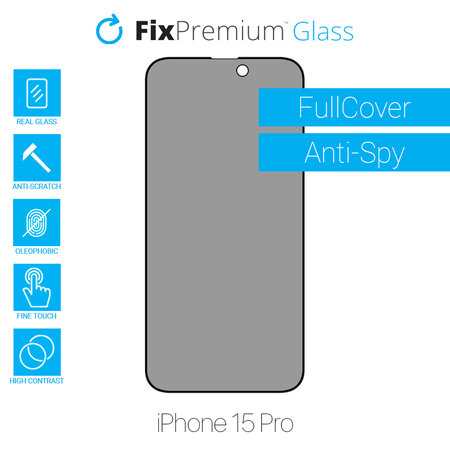 FixPremium Privacy Anti-Spy Glass - Tempered Glass for iPhone 15 Pro