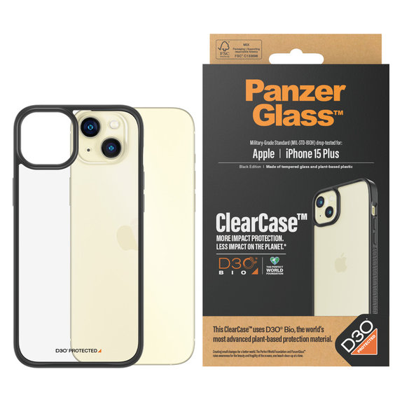 Case ClearCase D3O for iPhone 15 Plus, Black, PanzerGlass