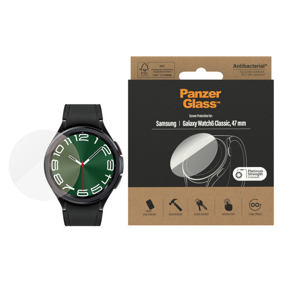 Tempered Glass Flat Glass AB for Samsung Galaxy Watch6 47 mm, Clear, PanzerGlass