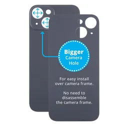 Apple iPhone 15 - Rear Housing Glass with Bigger Camera Hole (Black)