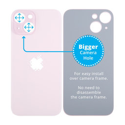 Apple iPhone 15 - Rear Housing Glass with Bigger Camera Hole (Pink)