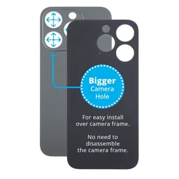 Apple iPhone 15 Pro - Rear Housing Glass with Bigger Camera Hole (Black Titanium)