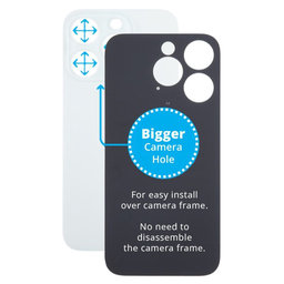 Apple iPhone 15 Pro - Rear Housing Glass with Bigger Camera Hole (White Titanium)
