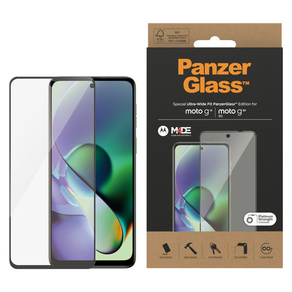 Tempered Glass UWF for Motorola Moto G14/G54 5G, Black, PanzerGlass