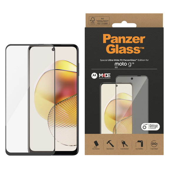 Tempered Glass UWF for Motorola Moto G73 5G, Black, PanzerGlass