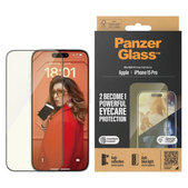 Tempered Glass UWF Eyecare with Applicator for iPhone 15 Pro, Black, PanzerGlass
