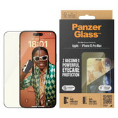 Tempered Glass UWF Eyecare with Applicator for iPhone 15 Pro Max, Black, PanzerGlass