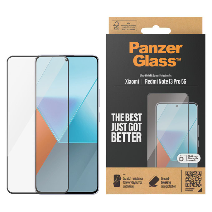 Tempered Glass UWF for Xiaomi Redmi Note 13 Pro 5G, Black, PanzerGlass