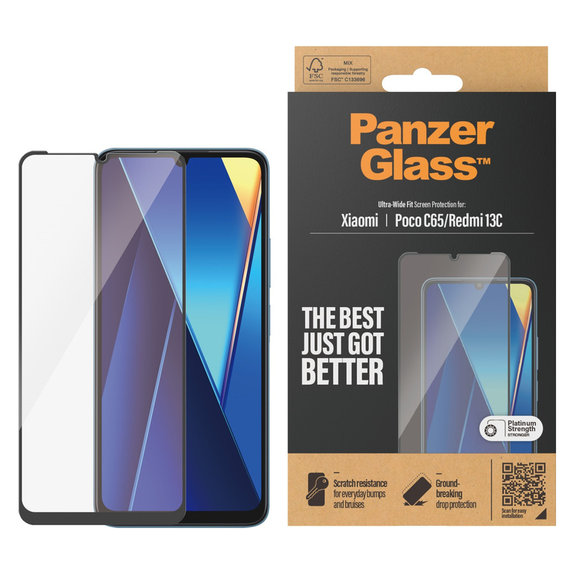 Tempered Glass UWF for Xiaomi Redmi 13C, Black, PanzerGlass